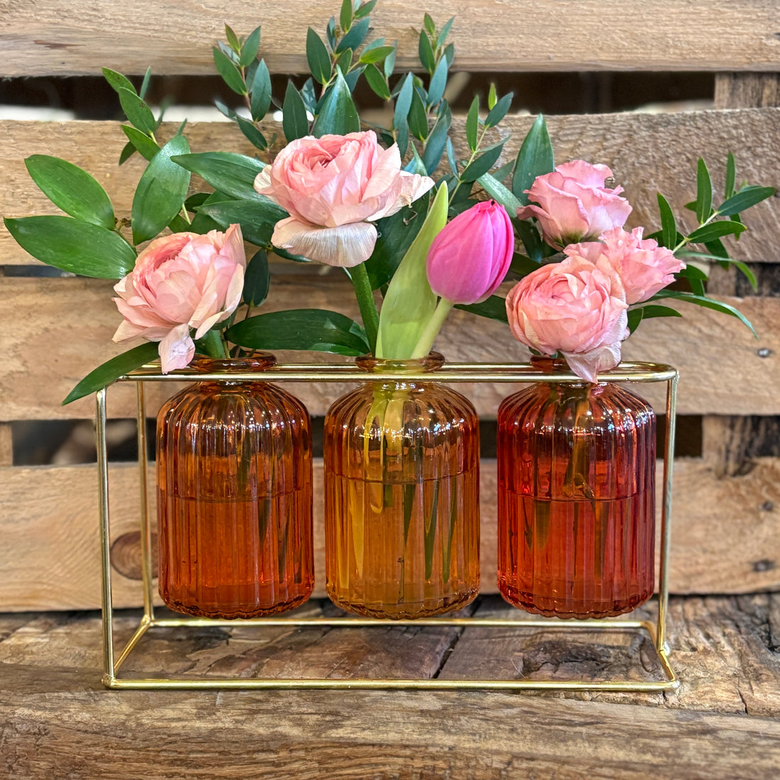 Coral Sunset Trio Vases