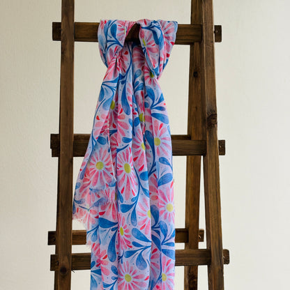 Daisy with Leaves Print Scarf