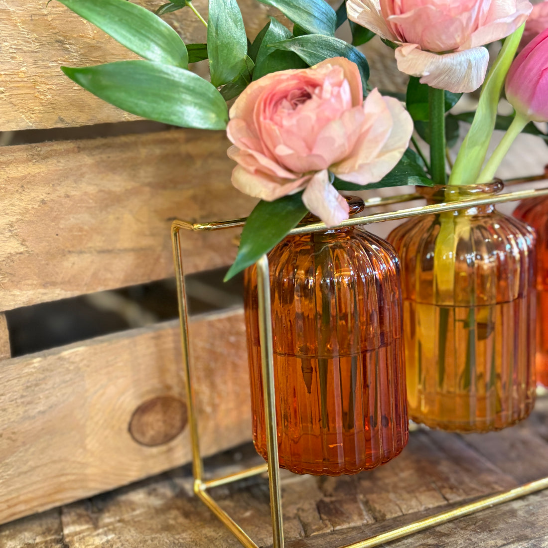 Coral Sunset Trio Vases