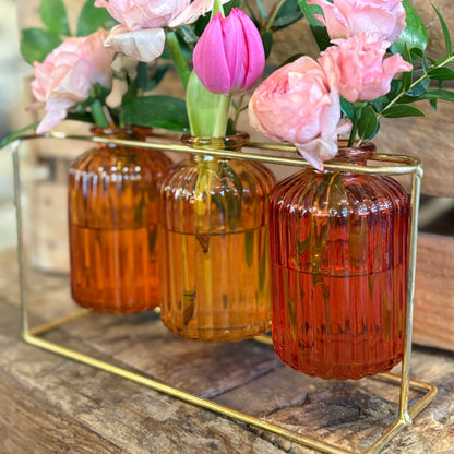 Coral Sunset Trio Vases