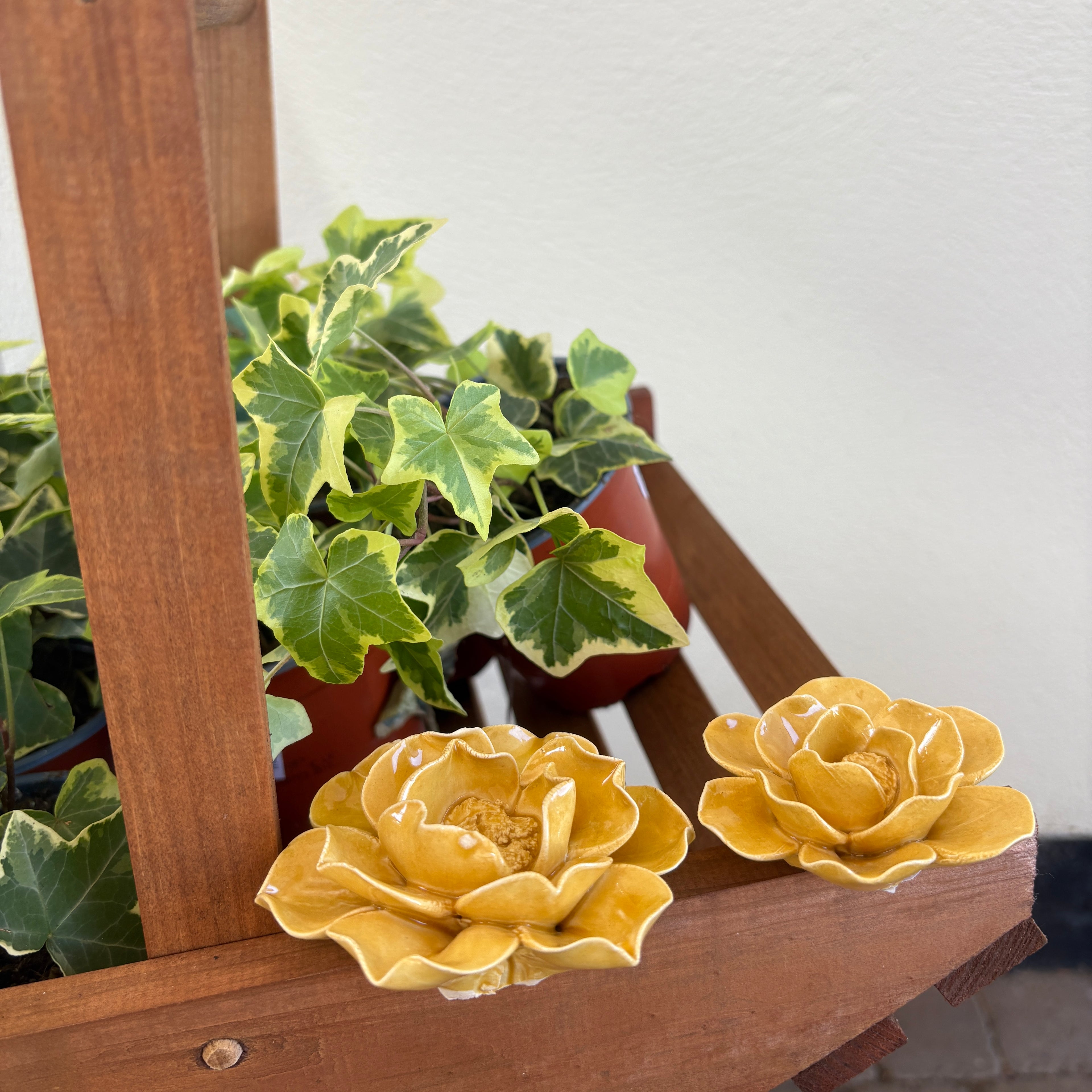 Yellow ceramic flowers