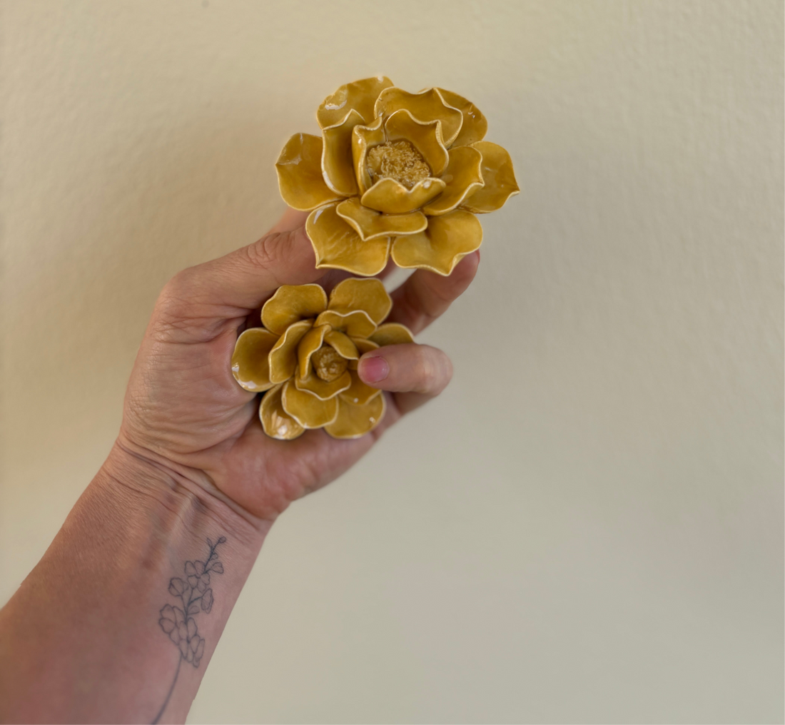 Yellow ceramic flowers