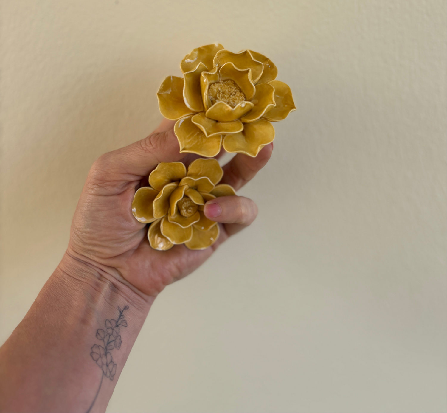 Yellow ceramic flowers