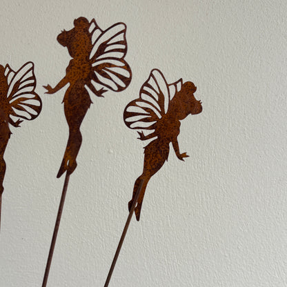 Standing rusty Garden fairy stake