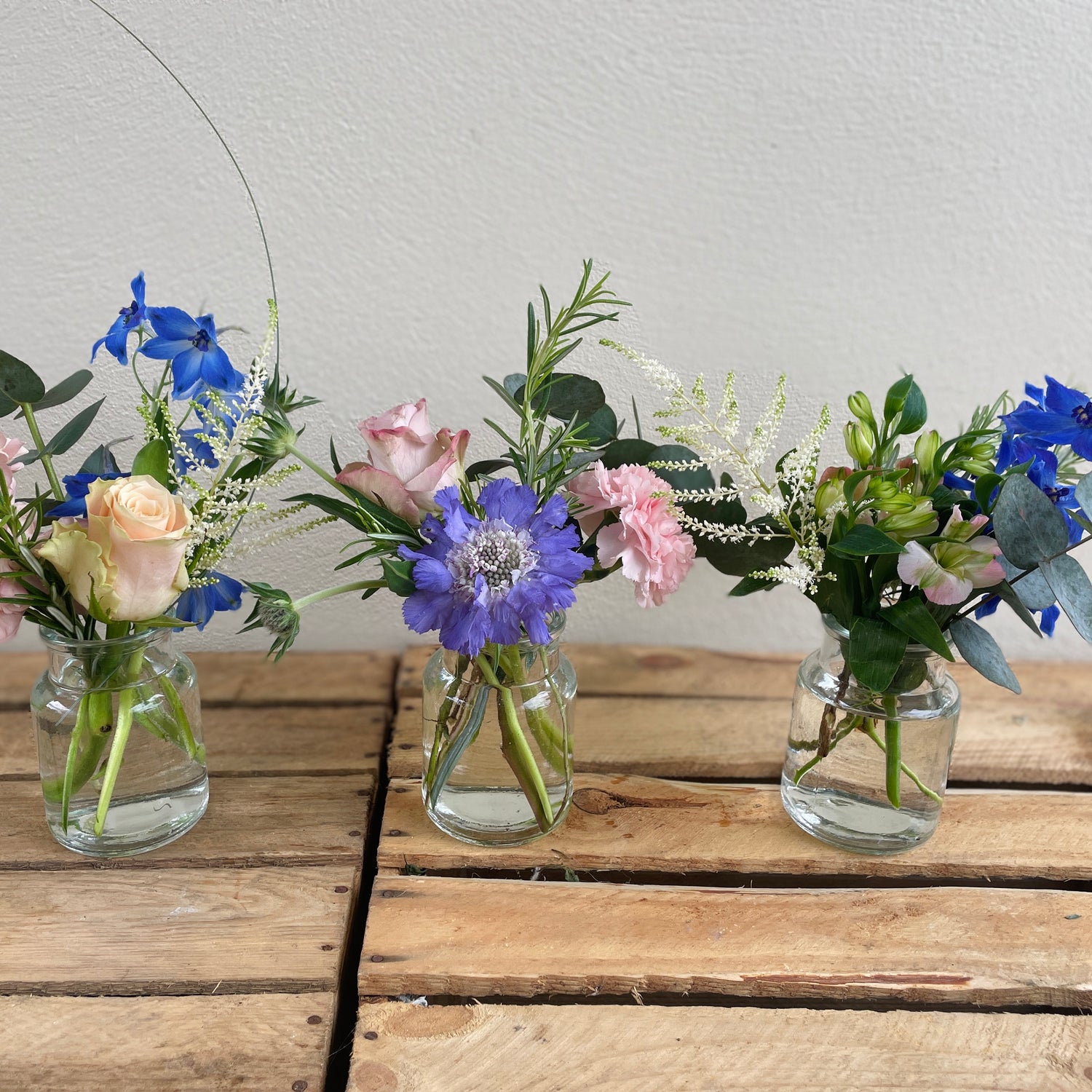 Pastel Paradise Trio of Bud Vases