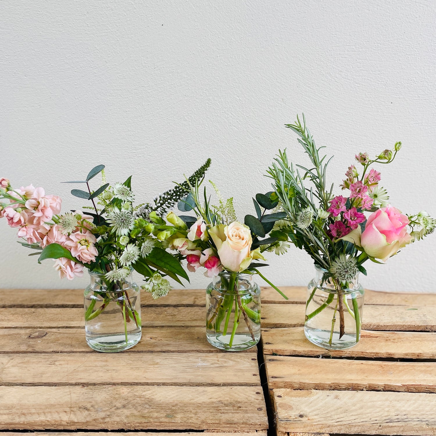 Cotton Candy Trio of Bud Vases